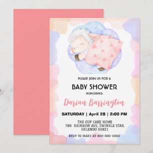 Cute sheep star balloon baby shower party boys invitation