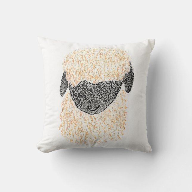 Cute Sheep Throw Pillow (Front)