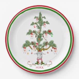 Cute Sheep Tree  Fleece Navidad Paper Plate