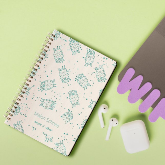 Cute Sheep – Whimsical Seamless Pattern Notebook (Creator Uploaded)