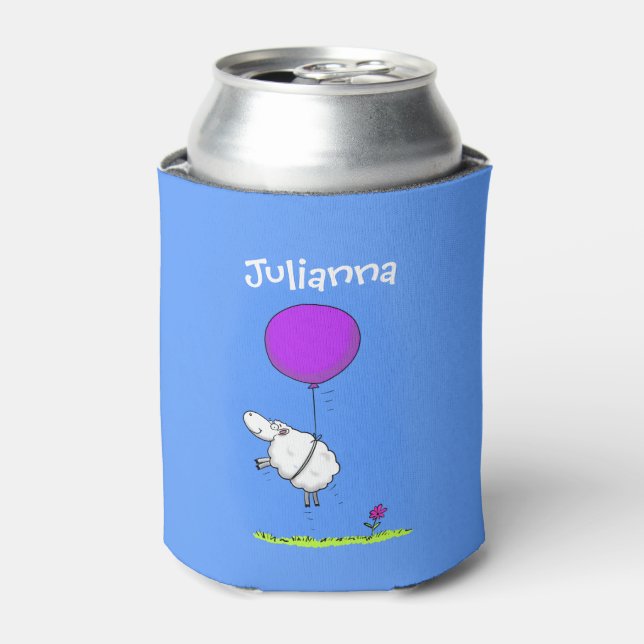 Cute sheep with balloon cartoon pattern can cooler (Can Front)