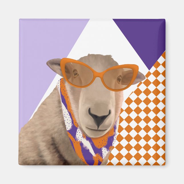Cute Sheep With Glasses  Magnet (Front)