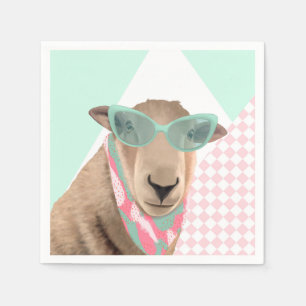 Cute Sheep With Glasses Napkin