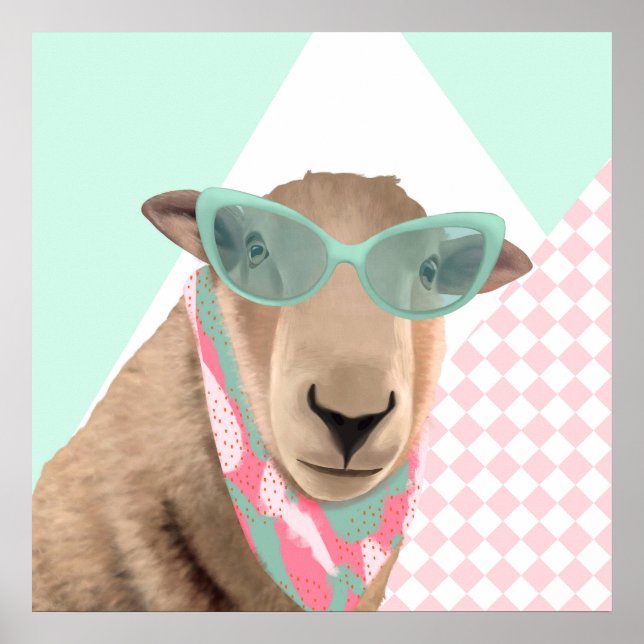 Cute Sheep With Glasses  Poster (Front)