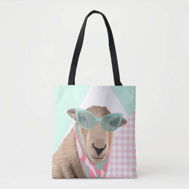 Cute Sheep With Glasses  Tote Bag (Front)