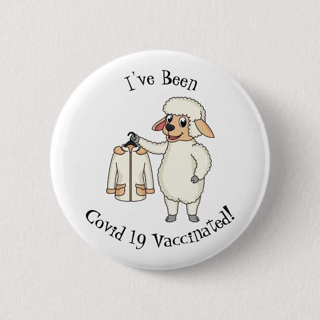 Cute sheep with jacket cartoon  2 inch round button (Front)