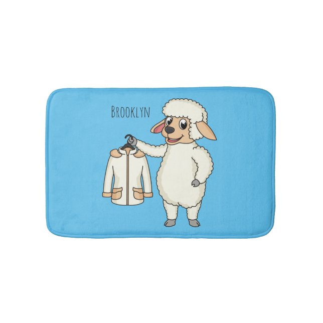 Cute sheep with jacket cartoon bath mat (Front)