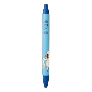 Cute sheep with jacket cartoon  black ink pen