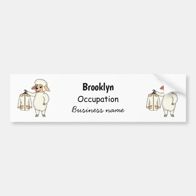 Cute sheep with jacket cartoon  bumper sticker (Front)
