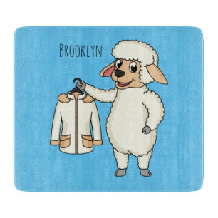 Cute sheep with jacket cartoon cutting board