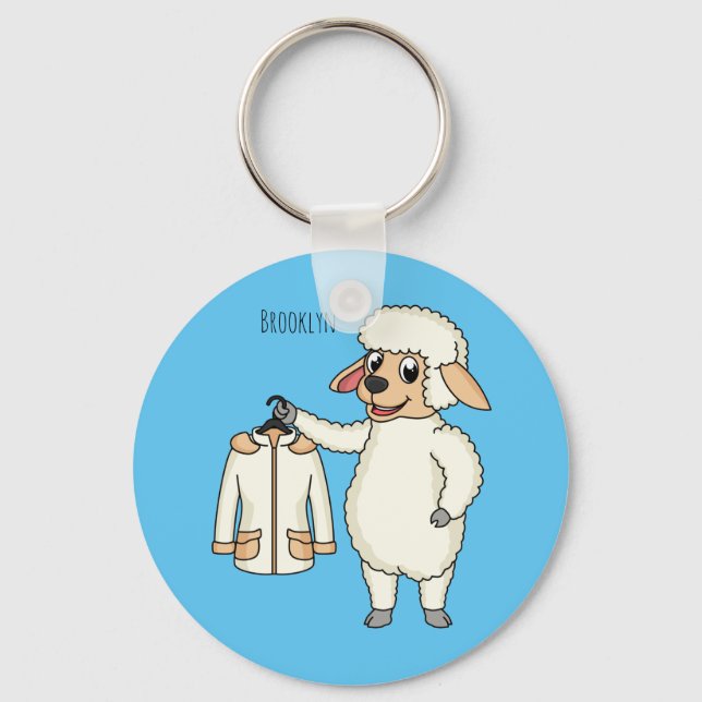 Cute sheep with jacket cartoon  keychain (Front)