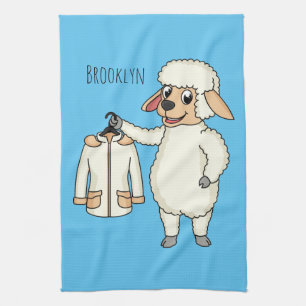 Cute sheep with jacket cartoon kitchen towel