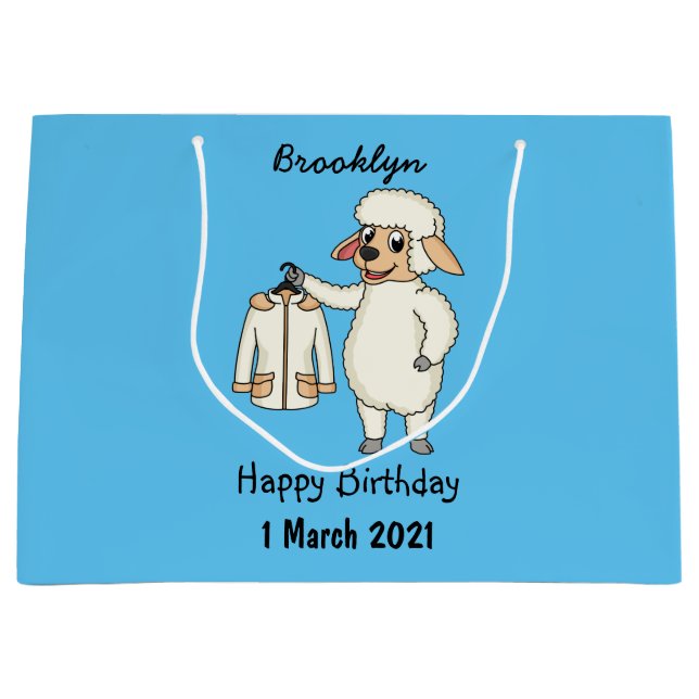 Cute sheep with jacket cartoon large gift bag (Front)