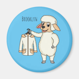 Cute sheep with jacket cartoon magnet