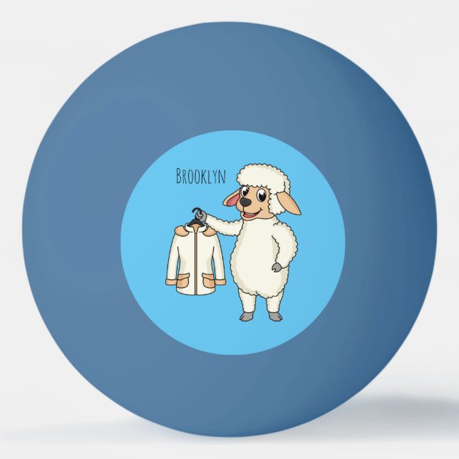 Cute sheep with jacket cartoon ping pong ball (Front)