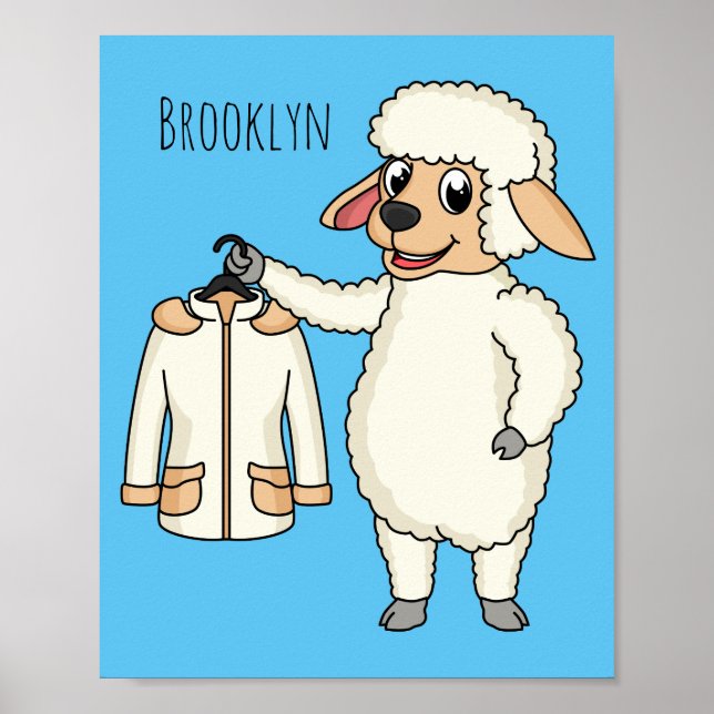 Cute sheep with jacket cartoon poster (Front)