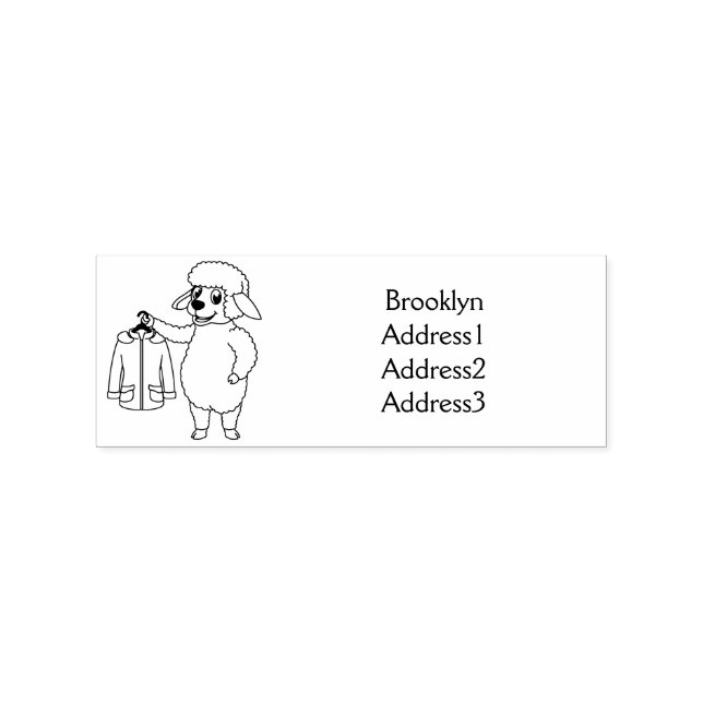 Cute sheep with jacket cartoon  rubber stamp (Imprint)