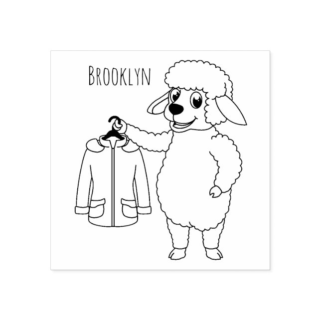 Cute sheep with jacket cartoon  rubber stamp (Imprint)