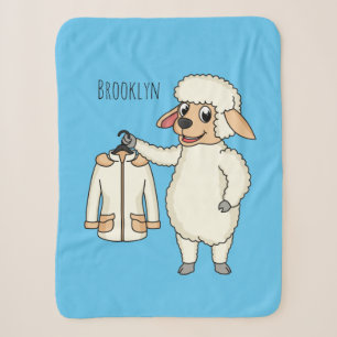 Cute sheep with jacket cartoon sherpa blanket