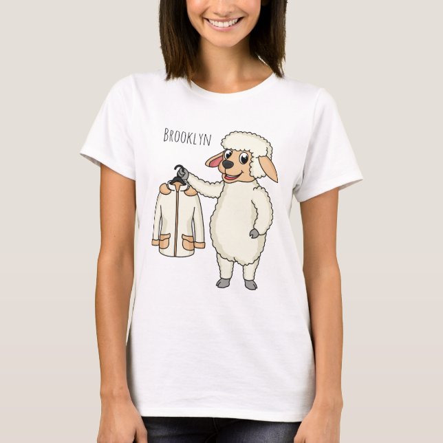 Cute sheep with jacket cartoon  T-Shirt (Front)