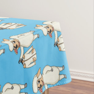 Cute sheep with jacket cartoon tablecloth