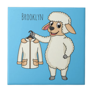 Cute sheep with jacket cartoon tile