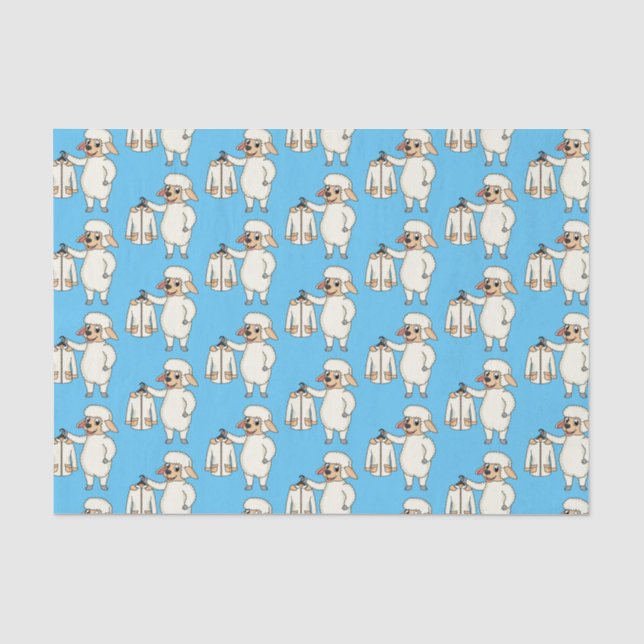 Cute sheep with jacket cartoon tissue paper (Front)