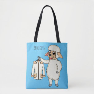Cute sheep with jacket cartoon tote bag