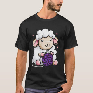 Cute Sheep With Yarn Adorable Crochet Knitting Lov T-Shirt