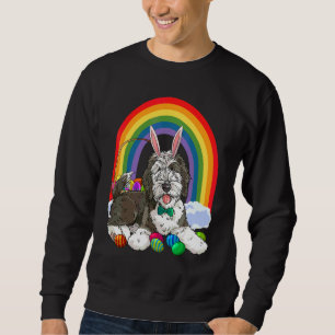 Cute Sheepadoodle Happy Easter Eggs Bunny Dog Kids Sweatshirt