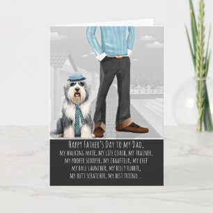 Cute Sheepdog and Dad Funny Father's Day Holiday Card