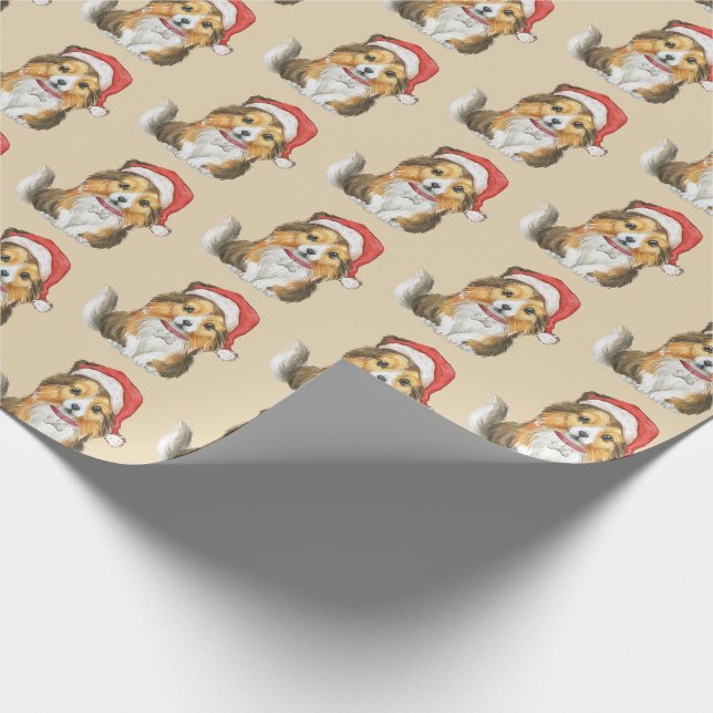 Cute Sheltie in Santa's Hat Wrapping Paper (Corner)