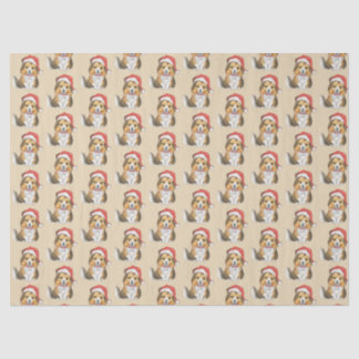 Cute Sheltie in Santa's Hat Wrapping Paper