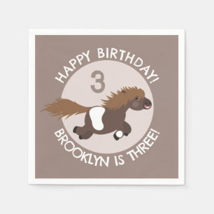 Cute Shetland pony personalized cartoon birthday Napkin