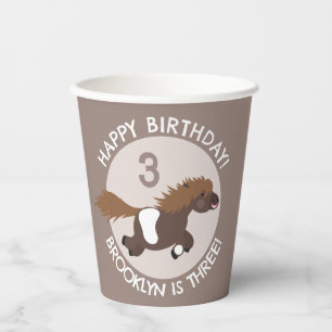 Cute Shetland pony personalized cartoon birthday Paper Cups