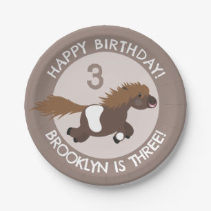 Cute Shetland pony personalized cartoon birthday Paper Plate