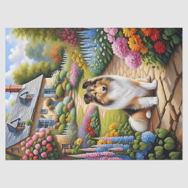 Cute Shetland Sheepdog Animal Decoupage Tissue Paper (Front)