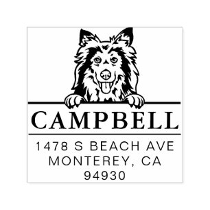 Cute Shetland Sheepdog Custom Dog Address Stamp 