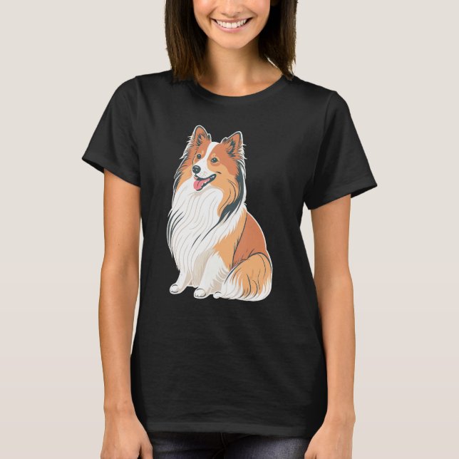 Cute Shetland Sheepdog Dog on Sheltie T-Shirt (Front)