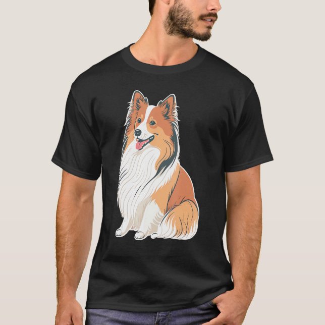 Cute Shetland Sheepdog Dog on Sheltie T-Shirt (Front)