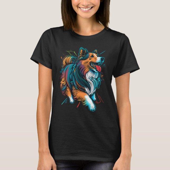 Cute Shetland Sheepdog Dog on Sheltie T-Shirt (Front)