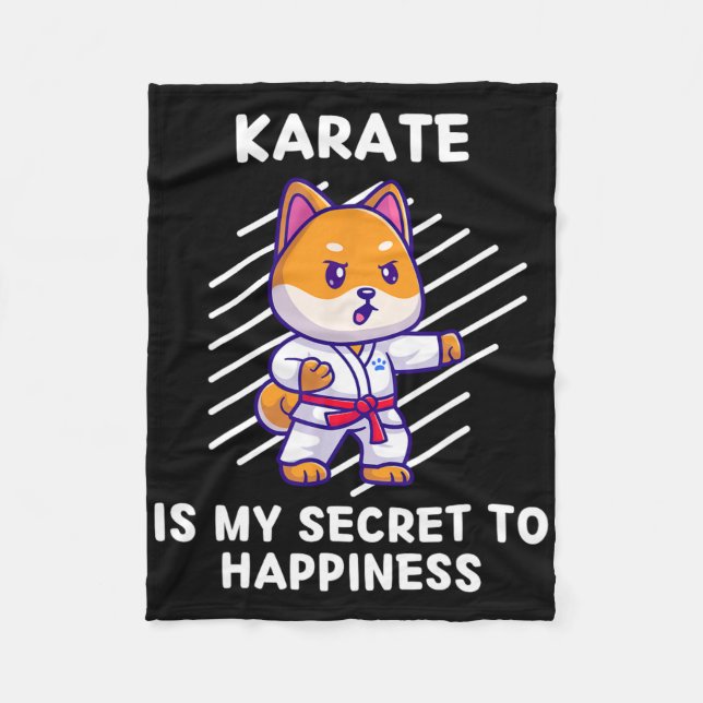 Cute Shi Inu Karate Is My Secret To Happiness Shi  Fleece Blanket (Front)