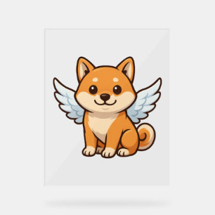 Cute Shiba Inu angel cartoon dog happiness Acrylic Sign