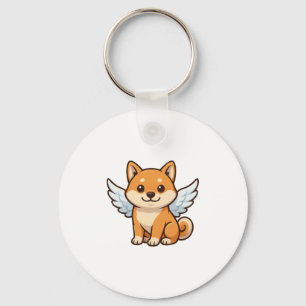 Cute Shiba Inu angel cartoon dog happiness Keychain