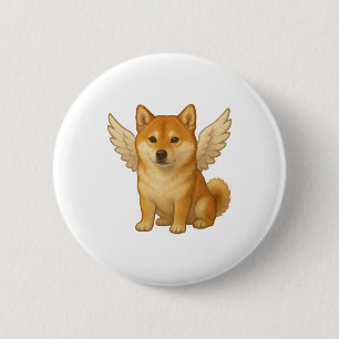 Cute Shiba Inu angel cartoon happy dog 2 Inch Round Button