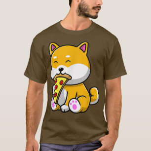 Cute Shiba Inu Dog Eating Pizza  Funny Foodie Kids T-Shirt