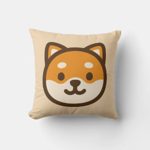 Cute Shiba Inu Dog Face Throw Pillow
