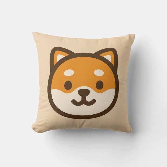 Cute Shiba Inu Dog Face Throw Pillow (Front)