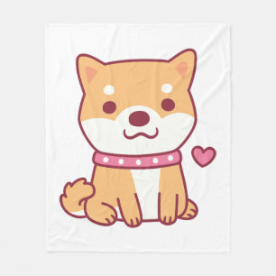 Cute Shiba Inu Dog Fleece Blanket