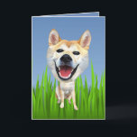 Cute Shiba Inu Dog Greeting Card<br><div class="desc">I'm a huge animal lover and advocating for them and creating art/cartoons is my passion. If you'd like YOUR dog drawn in this cartoon fashion to put on Zazzle products of your choice, please message me via Zazzle, or email me at julieartwork4@gmail.com and I'd be happy to do that for...</div>